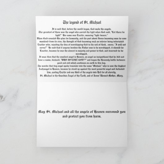 聖ミカエル大天使 カード (内部)