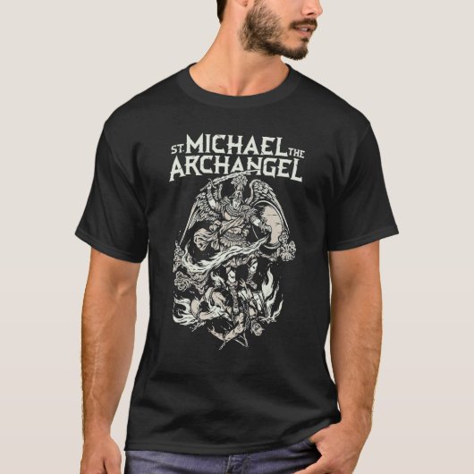 聖ミカエル カトリックの大天使 守護天使 Tシャツ (正面)