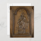 聖メダード司教を描いたレリーフ、 浮き彫り ポストカード (正面/裏面)