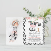 聖モダン牛ピンクフローラ第1誕生日 招待状 (スタンド正面)