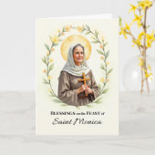 聖モニカの祝日祝福 フラワー冠 カード (黄色い花)