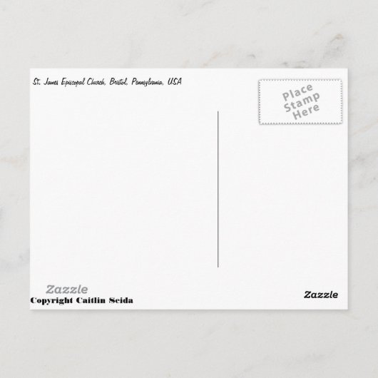 聖ヤコブ聖公会教会と墓地はがき ポストカード (裏面)