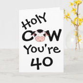 聖ユーモアのある牛あなたは40おもしろい誕生日 カード (黄色い花)