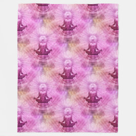 聖ヨガロータス瞑想 – シームレスなパターン1 フリースブランケット
