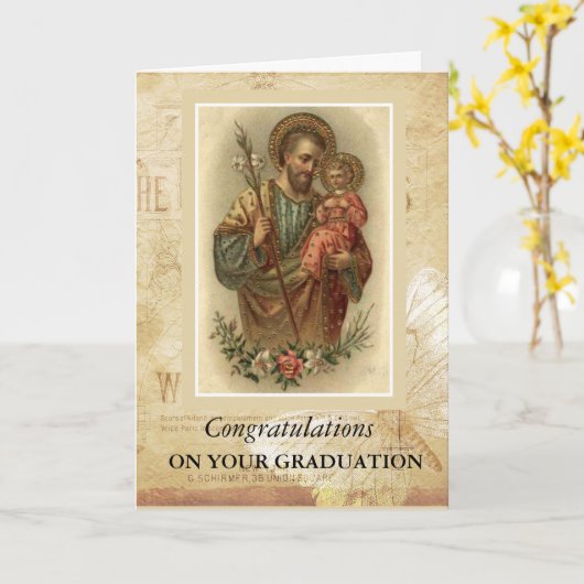 聖ヨセフと子イエスの卒業式 カード (黄色い花)