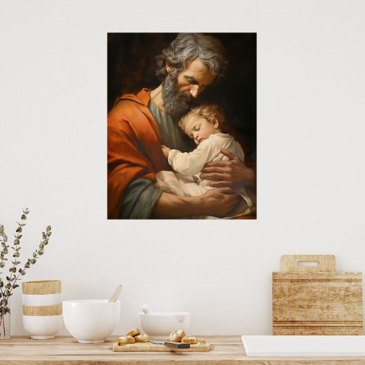 聖ヨセフと子イエスの宗教 ポスター (キッチン)