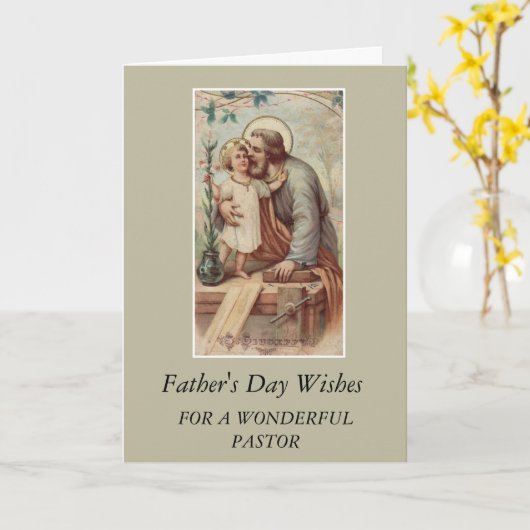 聖ヨセフと子イエス父の日の牧師 カード (黄色い花)