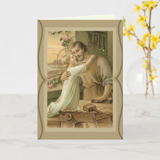 聖ヨセフと子イエス父の日 カード (黄色い花)