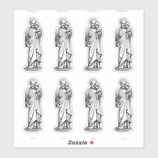 聖ヨセフと子イエス白黒 シール (シート)