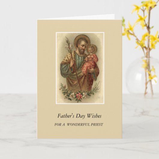 聖ヨセフと子イエス神父の日の祭司 カード (黄色い花)