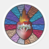 聖ヨセフのハート(ステンドグラス版) ラウンドシール (正面)
