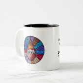 聖ヨセフの上品なハート:ステンドグラス ツートーンマグカップ (正面左)