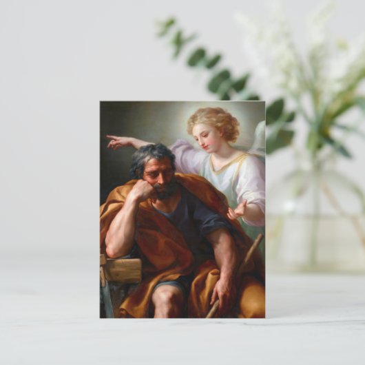 聖ヨセフの夢をメンズが描く（1774年） ポストカード (スタンド正面)
