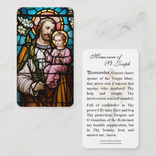 聖ヨセフの子イエスのステンドグラス祈りの言葉 プレイスカード (正面/裏面)