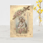 聖ヨセフの子イエスの父の日の宗教的 カード (黄色い花)