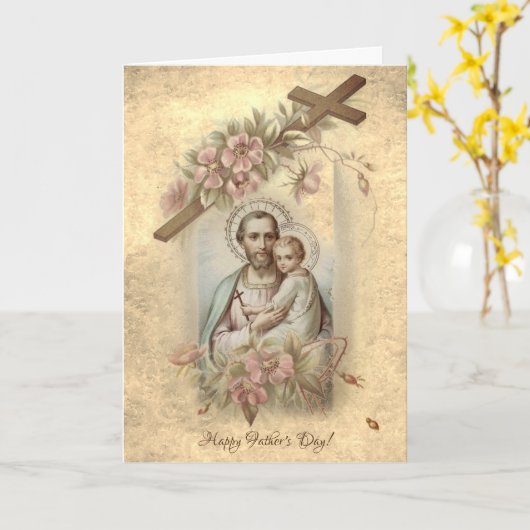 聖ヨセフの子イエスの父の日の宗教的 カード (黄色い花)
