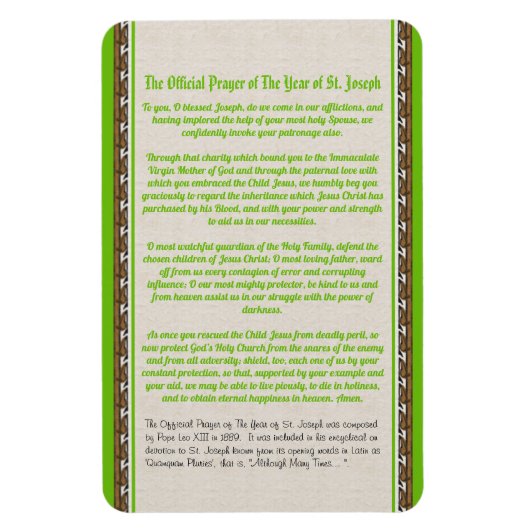 聖ヨセフの年(M 036) -祈りの言葉1 マグネット (縦)