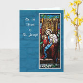 聖ヨセフの日とイエス,青 カード (黄色い花)