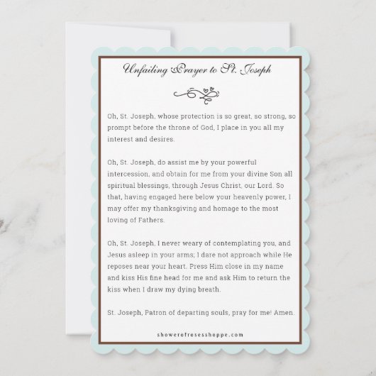 聖ヨセフの日の祈りの言葉とイエス カード (裏面)