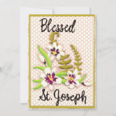 聖ヨセフの日の祝福されたグリーティングカード リリー付き シーズンカード (正面)