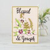 聖ヨセフの日の祝福されたグリーティングカード リリー付き シーズンカード (スタンド正面)