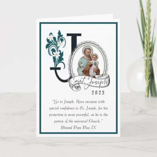 聖ヨセフの日の祭り  イエス 宗教的な祈り カード (正面)