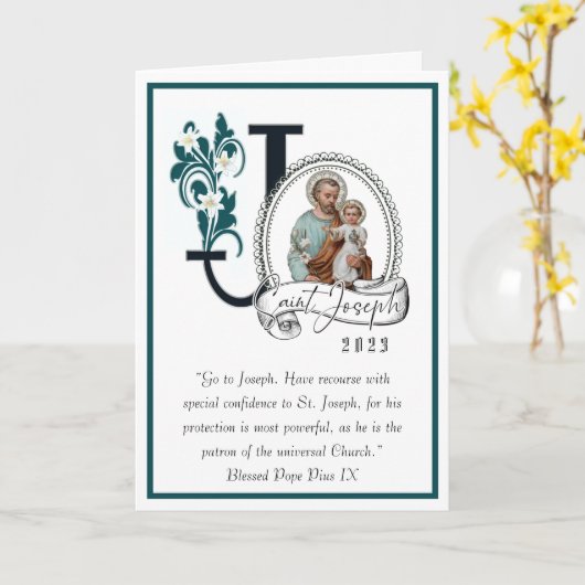 聖ヨセフの日の饗宴イエスの宗教祈りの言葉 カード (黄色い花)