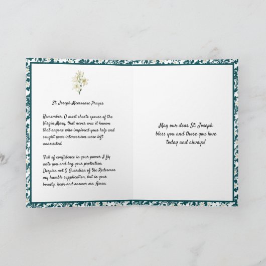 聖ヨセフの日の饗宴イエス宗教的祈りの言葉カード カード (内部)