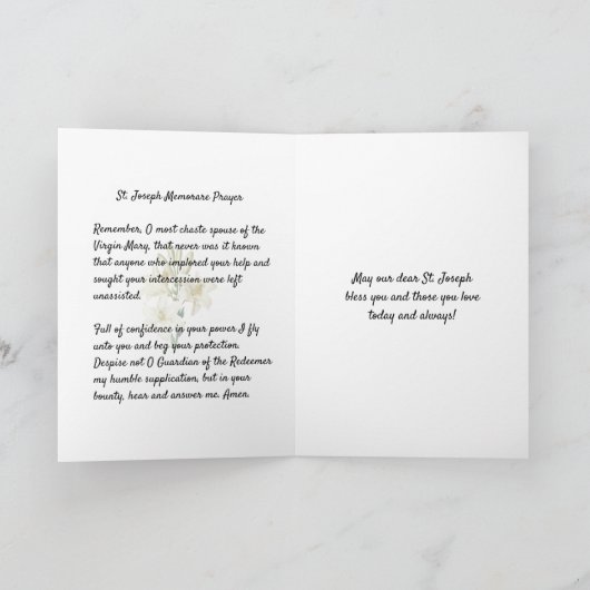 聖ヨセフの日イエス·宗教的祈りの言葉カード カード (内部)