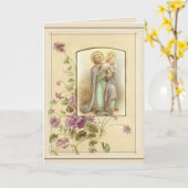 聖ヨセフの日 子イエス 宗教 ヴィンテージ カード (黄色い花)