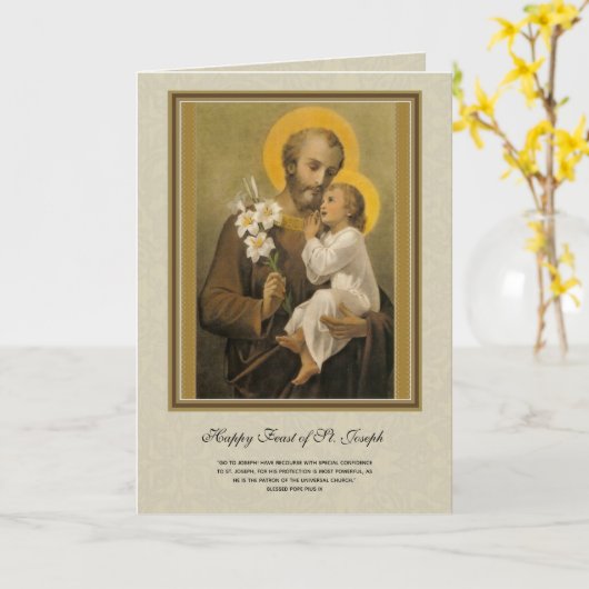 聖ヨセフの祭りのカトリック祈祷カード カード (黄色い花)