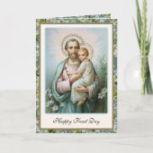 聖ヨセフの祭り イエス 花の宗教的 ヴィンテージ カード (正面)