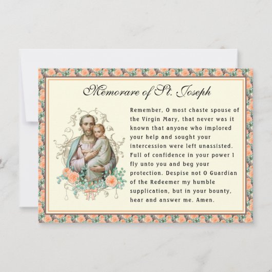 聖ヨセフの祭日 カトリック メモラーレ 祈祷カード カード (正面)