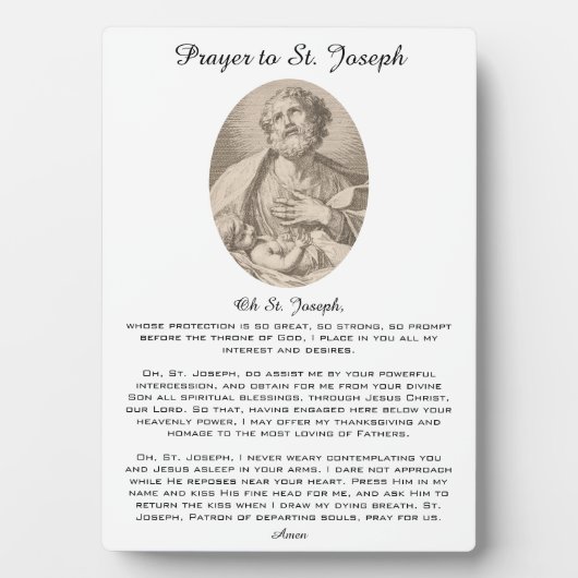 聖ヨセフへの古代カトリック祈りの言葉 フォトプラーク (正面)