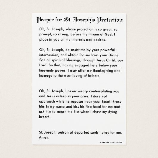 聖ヨセフイエス保護祈りの言葉カトリック (裏面)