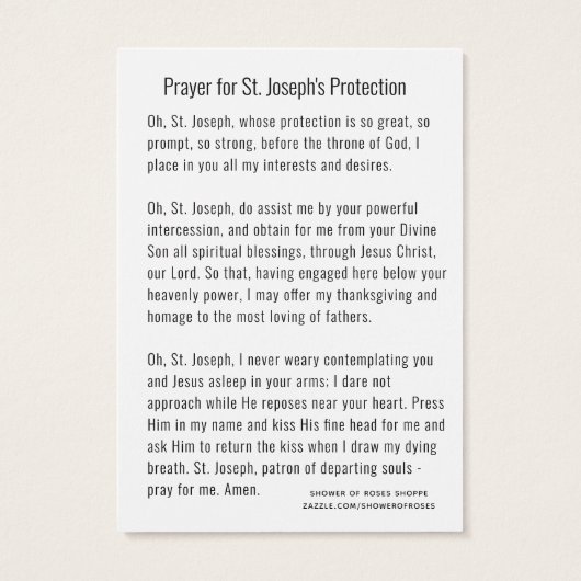 聖ヨセフイエス保護祈りの言葉カトリック (裏面)