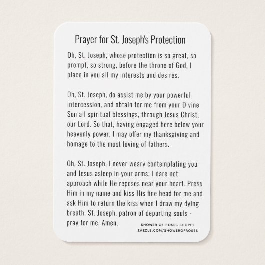 聖ヨセフイエズプロテクション祈りの言葉宗教 (裏面)