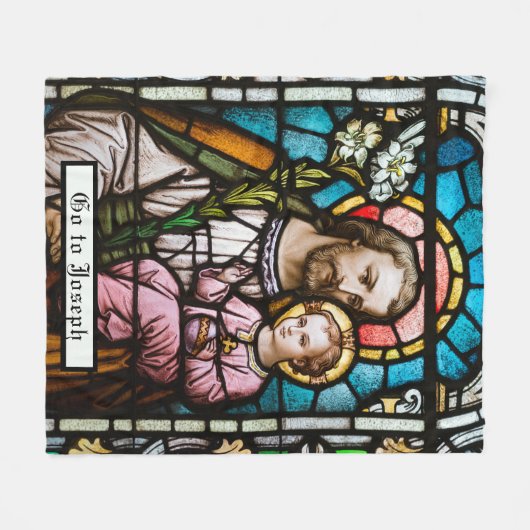 聖ヨセフベビーイエズス宗教的カトリック祈りの言葉 フリースブランケット (正面(横))