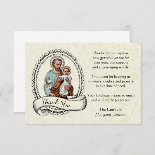 聖ヨセフ宗教的お悔やみ サンキューカード (正面/裏面)