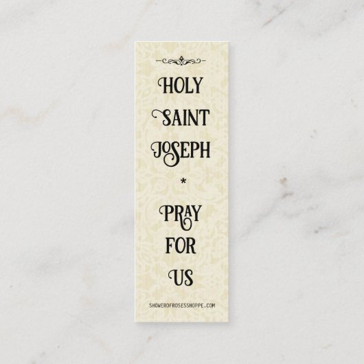 聖ヨセフ祭壇の饗宴の日聖カードの好意 スキニー名刺 (裏面)