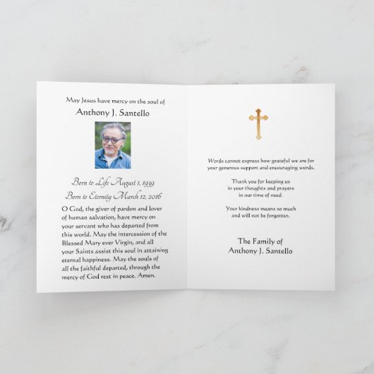 聖ヨセフ・イエス・カトリック弔意ありがとう サンキューカード (内部)