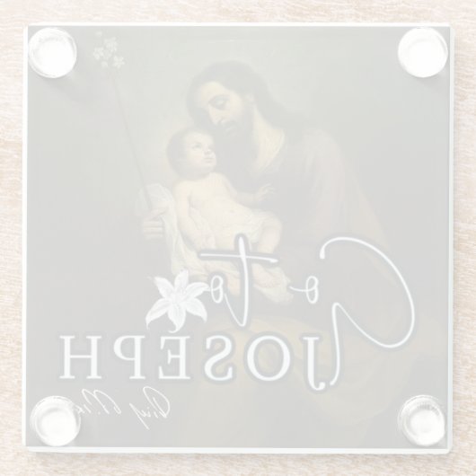 聖ヨセフ·イエス·カトリック祈りの言葉宗教 ガラスコースター (裏面)