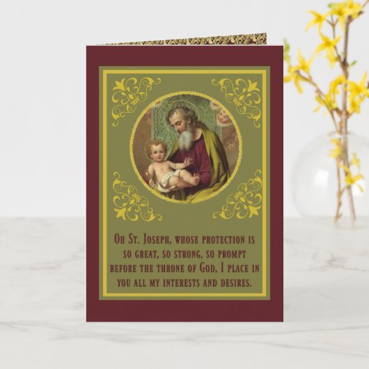 聖ヨセフ イエス 祈り 宗教的 ヴィンテージ カード (黄色い花)