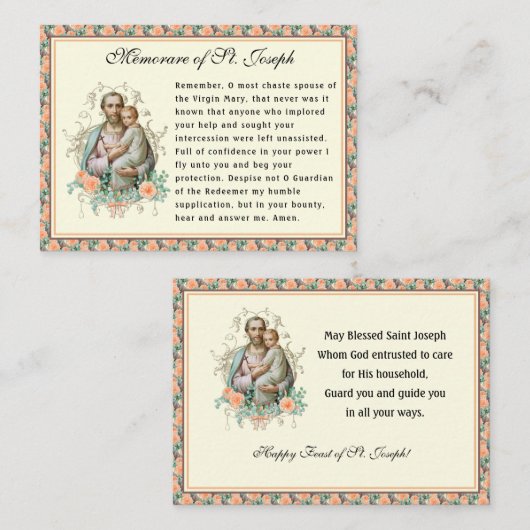 聖ヨセフ・カトリックの聖餐式祈りの言葉 ノートカード (正面/裏面)