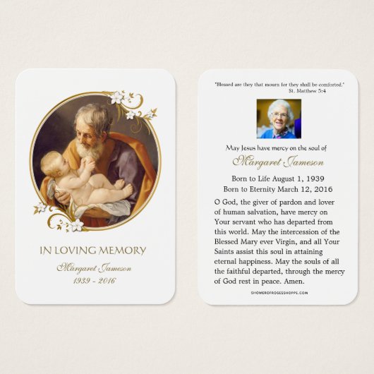 聖ヨセフ・カトリック葬儀記念聖札 –  (正面&裏面)