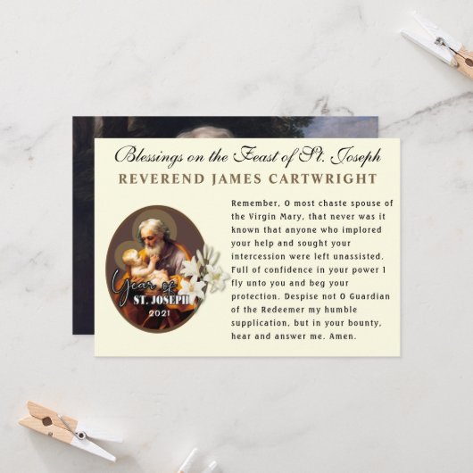 聖ヨセフ·カトリック記念祭祈りの言葉 カード (正面/裏面インサイチュ)