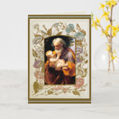 聖ヨセフ·デイ·チャイルド·イエス·宗教的ヴィンテージ カード (黄色い花)