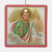 聖ヨセフ「巡礼者カード」(詳細、B 01) セラミックオーナメント (裏面)