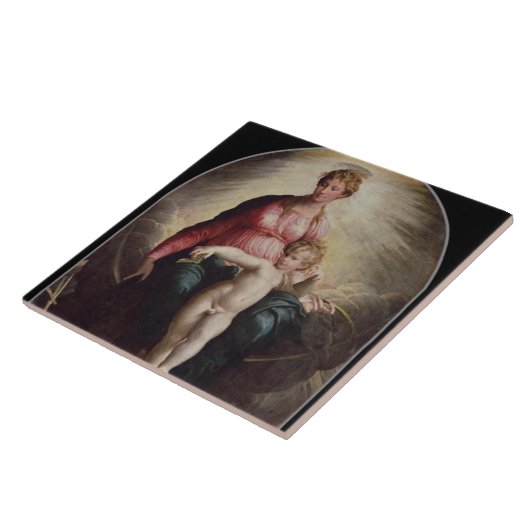 聖ヨハネおよびSt Jerome、15を持つマドンナそして子供 タイル (側面)