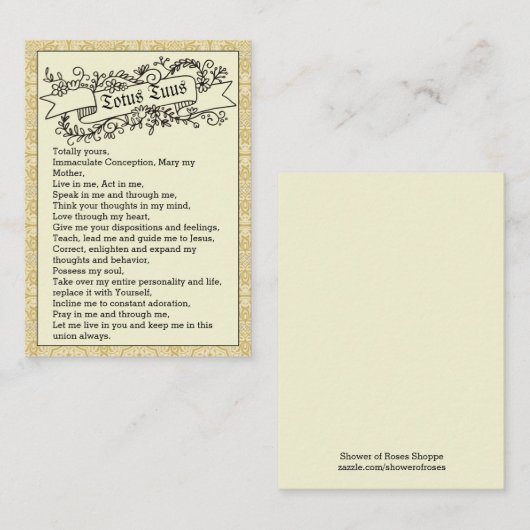 聖ヨハネポールII Totus Tuusの祈りの言葉の法皇の神聖なカード 名刺 (正面/裏面)